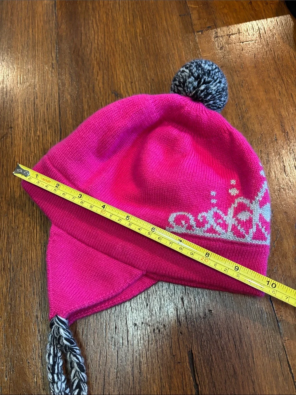 Kate Spade Princess Pink Knit Earflap Beanie with Pom-Poms Wool